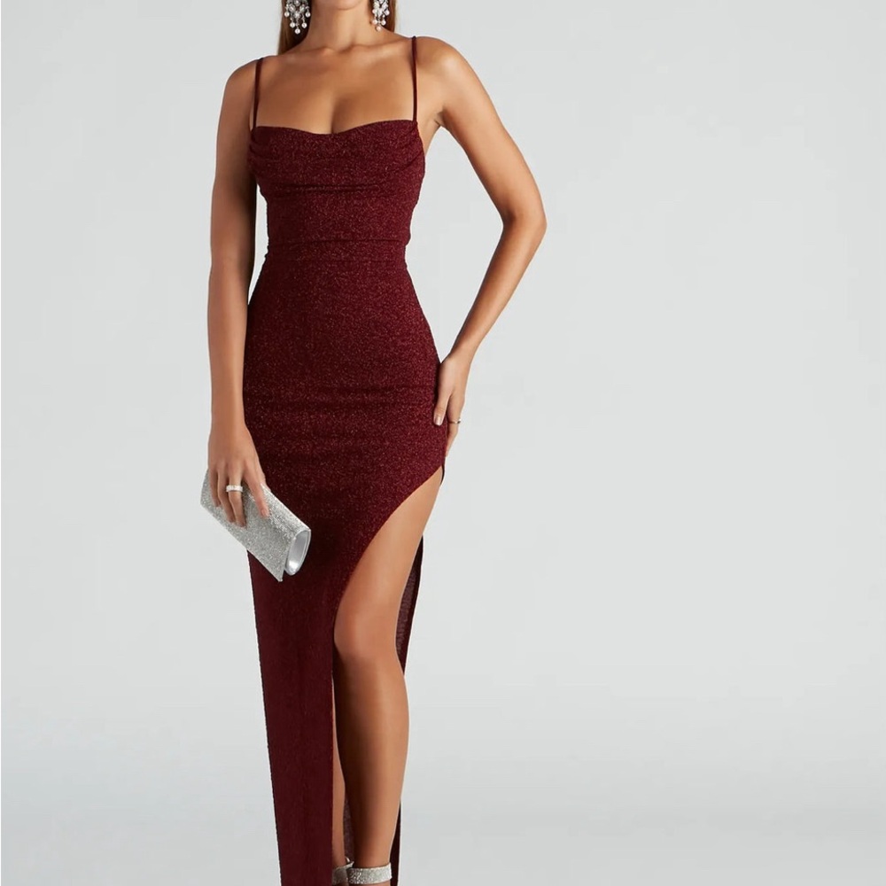 Elegant Burgundy Evening Gown